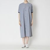 motone/ノーカラーワンピース ストライプ